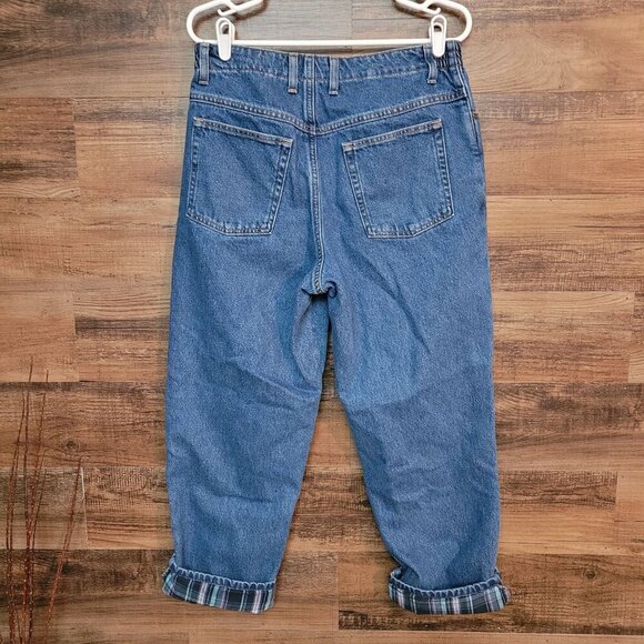 LL Bean Jeans Womens 12 P Original Fit Relaxed Plaid Lined Hi Rise Medium Wash - Picture 2 of 10